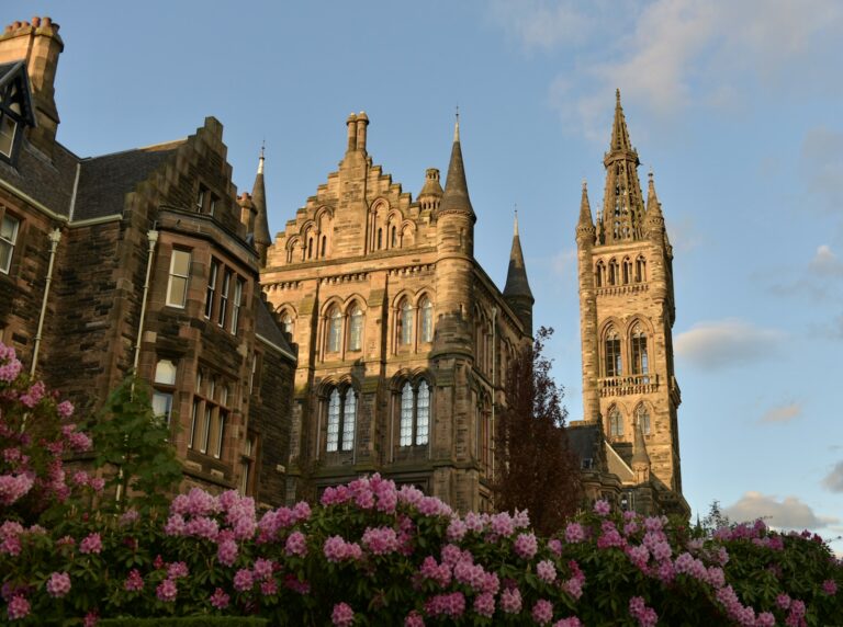 The Gothic tower of the University of Glasgow in the West End of Glasgow