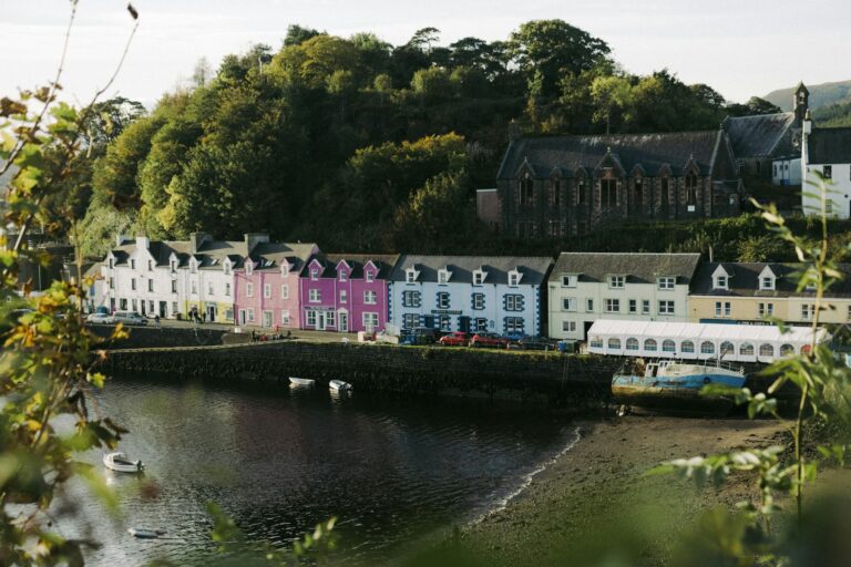 The colourful harbour front houses of Portree, the main town on the Isle of Skye